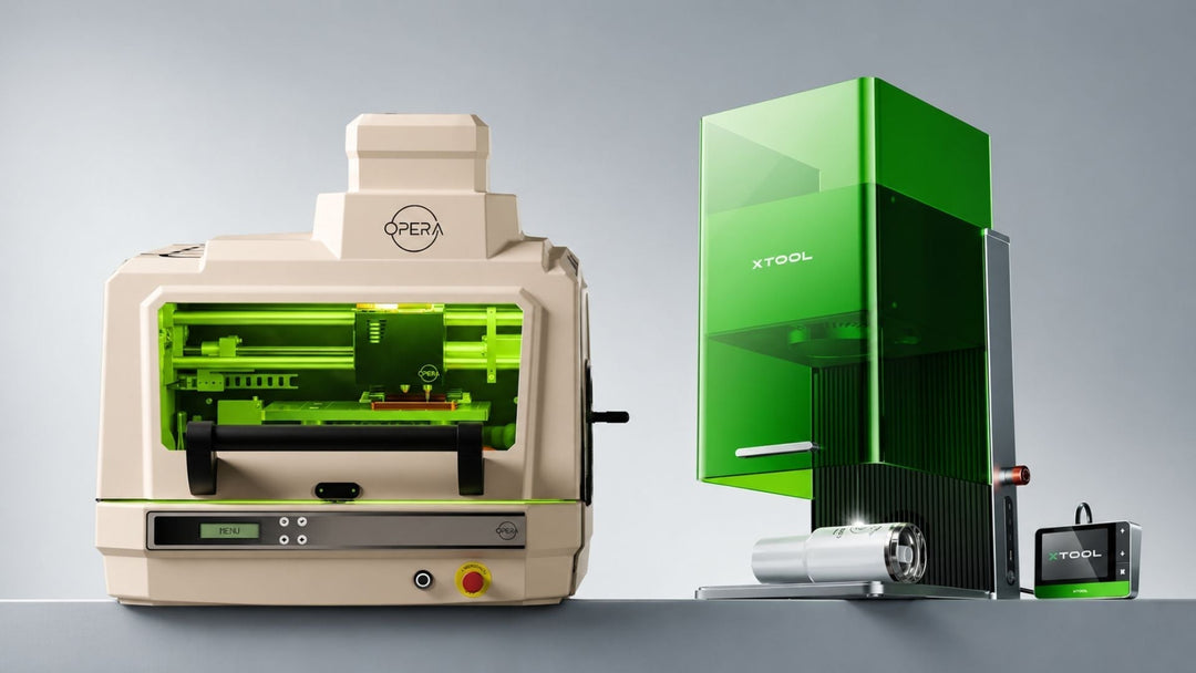 Wood engraving machine with precision laser technology on clean background