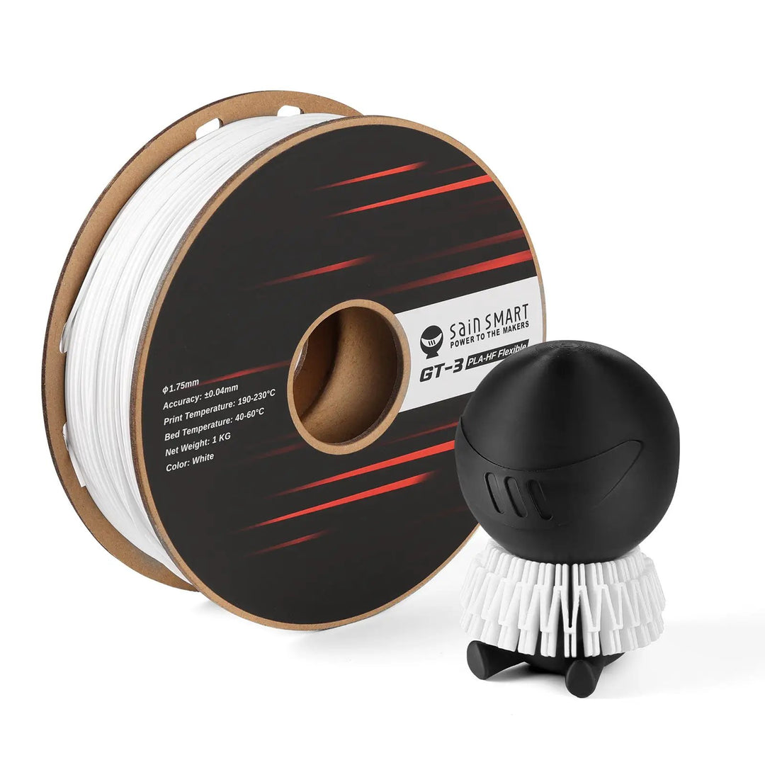 GT-3 High Flowability Flexible PLA Filament 1.75mm, 1KG, ±0.04mm, Black/White by SainSmart.com