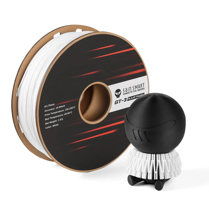 GT-3 High Flowability Flexible PLA Filament 1.75mm, 1KG, ±0.04mm, Black/White by SainSmart.com