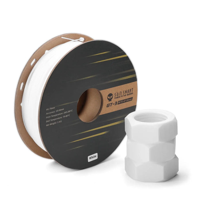 GT-3 High Speed PETG Filament, Glossy, 1.75mm, +/-0.04mm, 1KG, Black White Transparent by SainSmart.com
