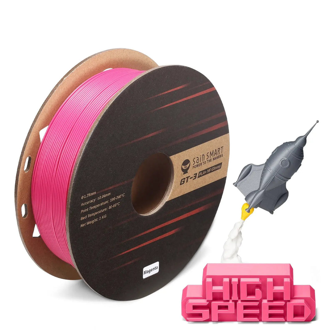GT-3 High Speed Glossy PLA+ Filament 1.75mm, 1KG, ±0.04mm, Cyan/Magenta/Yellow/Silver by SainSmart.com