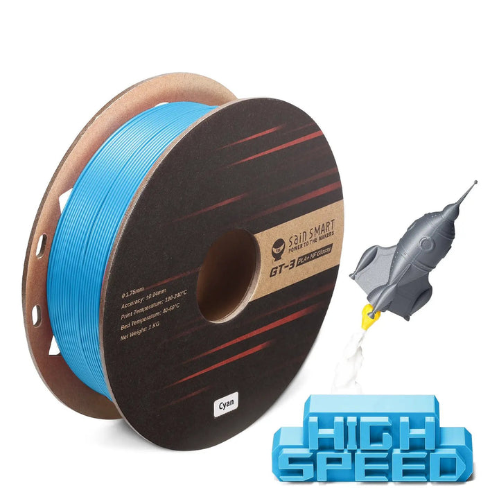 GT-3 High Speed Glossy PLA+ Filament 1.75mm, 1KG, ±0.04mm, Cyan/Magenta/Yellow/Silver by SainSmart.com