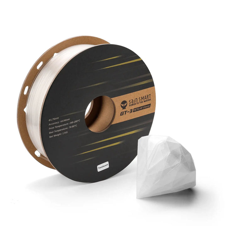 GT-3 High Speed PETG Filament, Glossy, 1.75mm, +/-0.04mm, 1KG, Black White Transparent by SainSmart.com