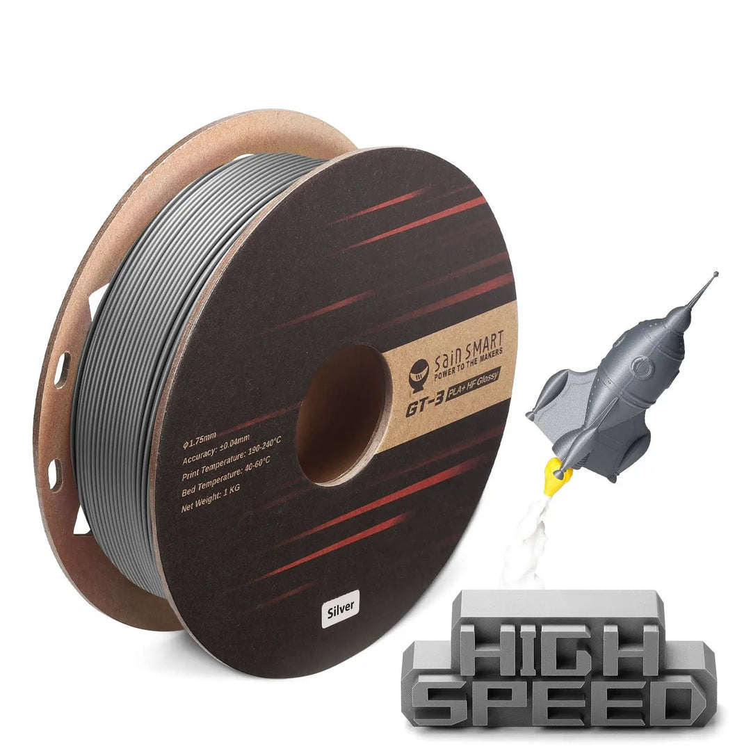 GT-3 High Speed Glossy PLA+ Filament 1.75mm, 1KG, ±0.04mm, Cyan/Magenta/Yellow/Silver by SainSmart.com