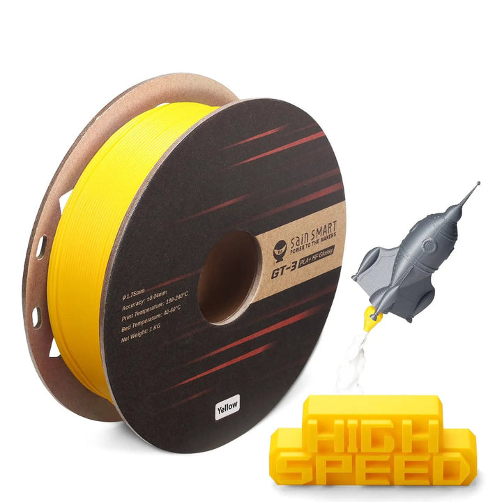 GT-3 High Speed Glossy PLA+ Filament 1.75mm, 1KG, ±0.04mm, Cyan/Magenta/Yellow/Silver by SainSmart.com