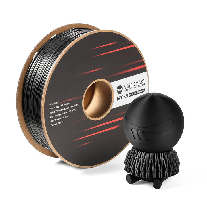 GT-3 High Flowability Flexible PLA Filament 1.75mm, 1KG, ±0.04mm, Black/White by SainSmart.com