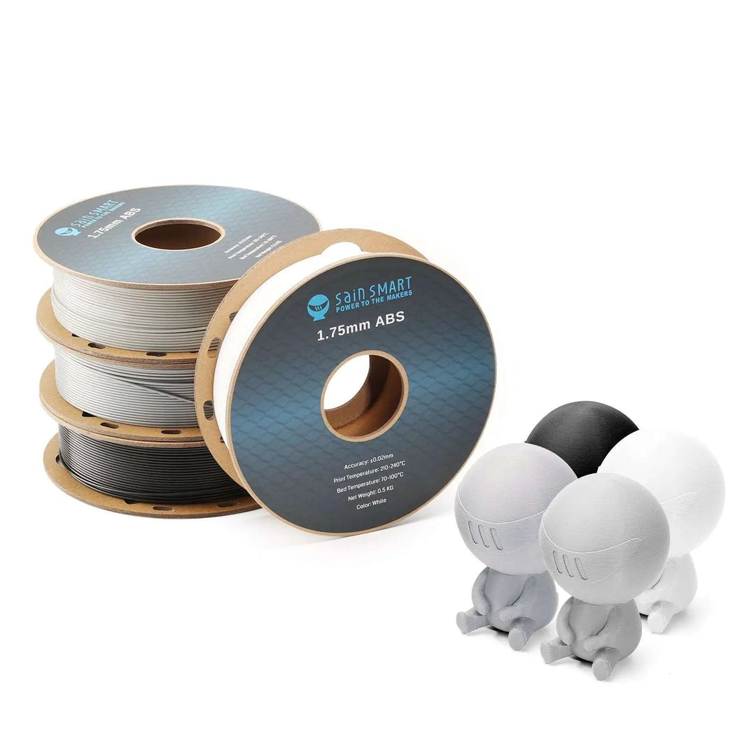 Black, White, Gray, Silver, 1.75mm ABS Filament 1.75mm, 500g x 4 Pack by SainSmart.com