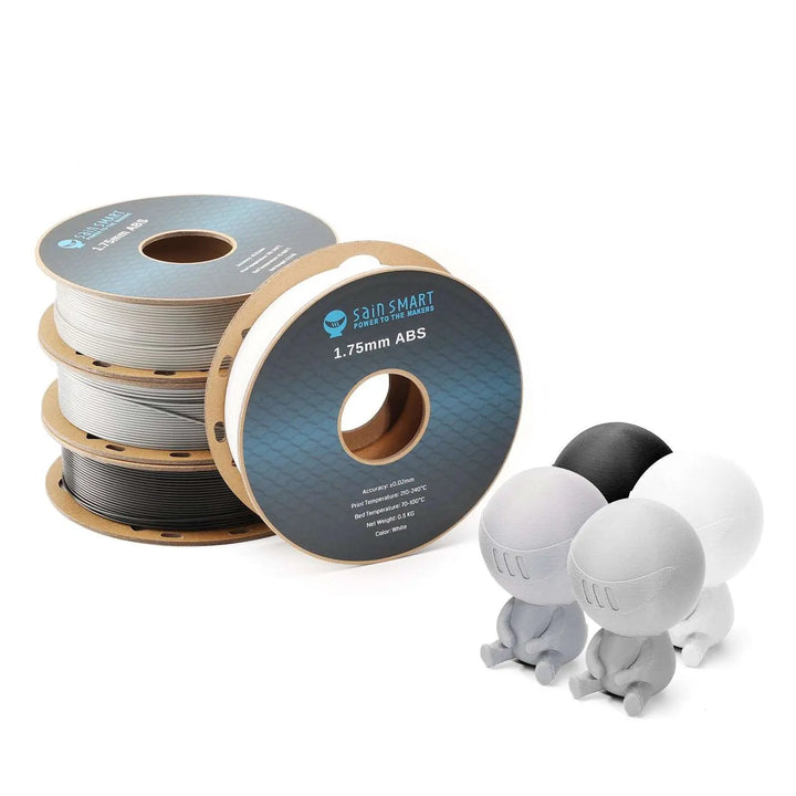 Black, White, Gray, Silver, 1.75mm ABS Filament 1.75mm, 500g x 4 Pack by SainSmart.com
