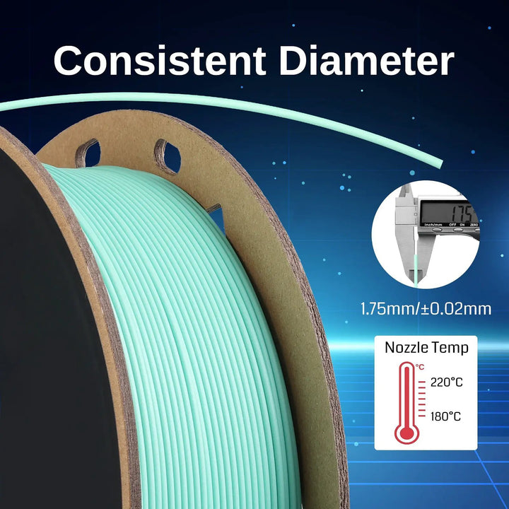 GT-3 High Speed Matte PLA Filament 1.75mm, 1KG, ±0.02mm, Black/White/Teal/Mint/Red/Grey by SainSmart.com