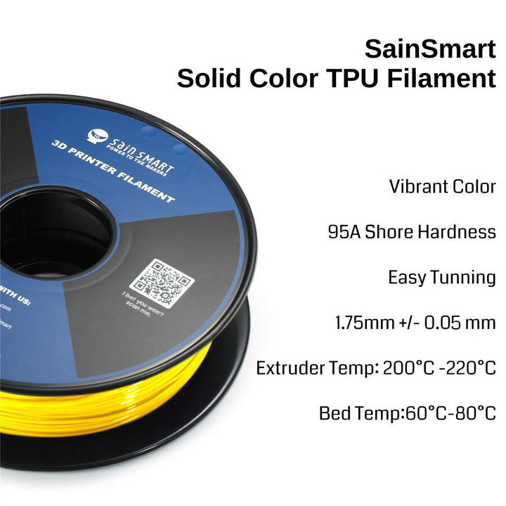 Neon Yellow, Cyberpunk Color TPU 1.75mm Filament 0.8kg/1.76lb by SainSmart.com