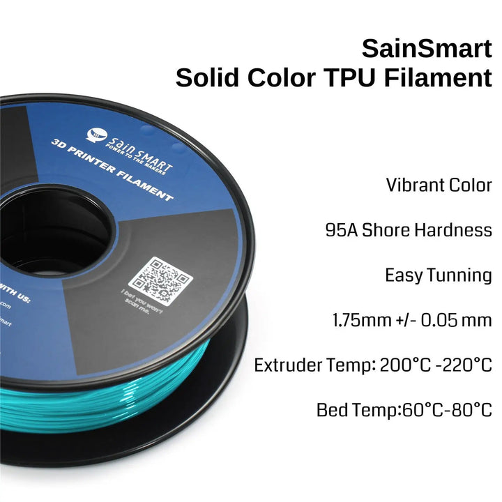 Neon Cyan, Cyberpunk Color TPU Filament 1.75mm 0.8kg/1.76lb by SainSmart.com
