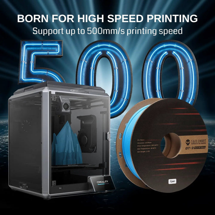 GT-3 High Speed Glossy PLA+ Filament 1.75mm, 1KG, ±0.04mm, Cyan/Magenta/Yellow/Silver by SainSmart.com