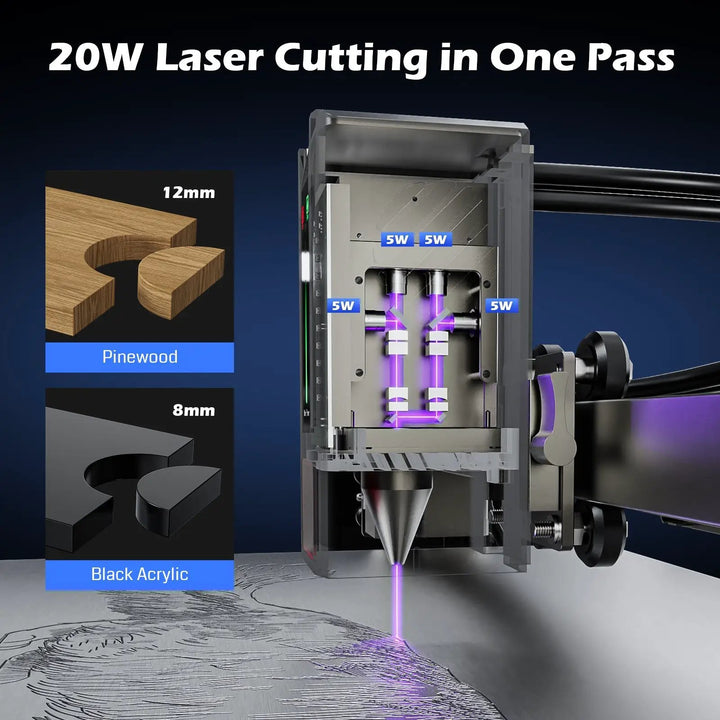 L8 Laser Engraver Machine, 20W/40W Power, 40000mm/min High Speed All-in-one, Air Assist, Lightburn Camera by SainSmart.com