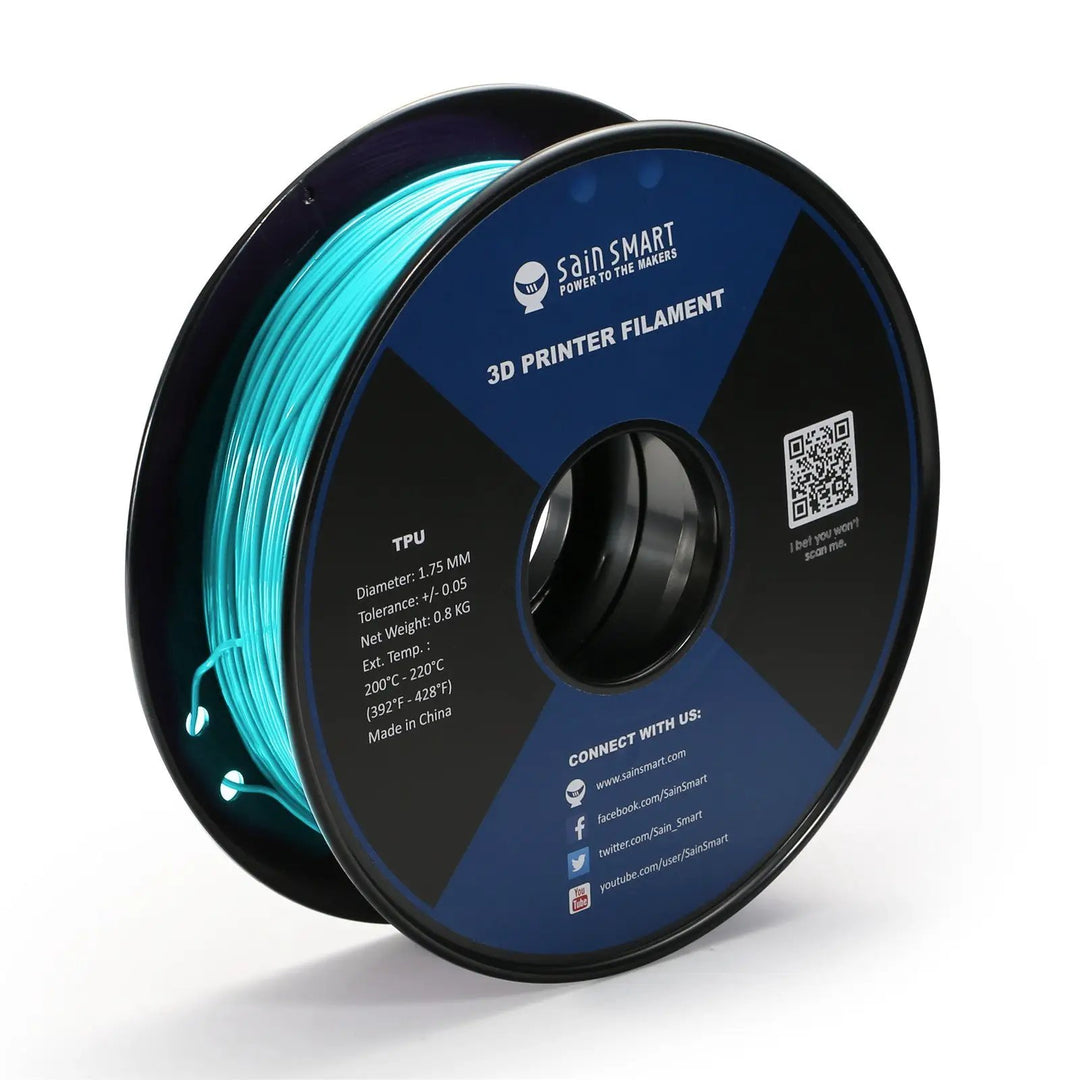 Neon Cyan, Cyberpunk Color TPU Filament 1.75mm 0.8kg/1.76lb by SainSmart.com
