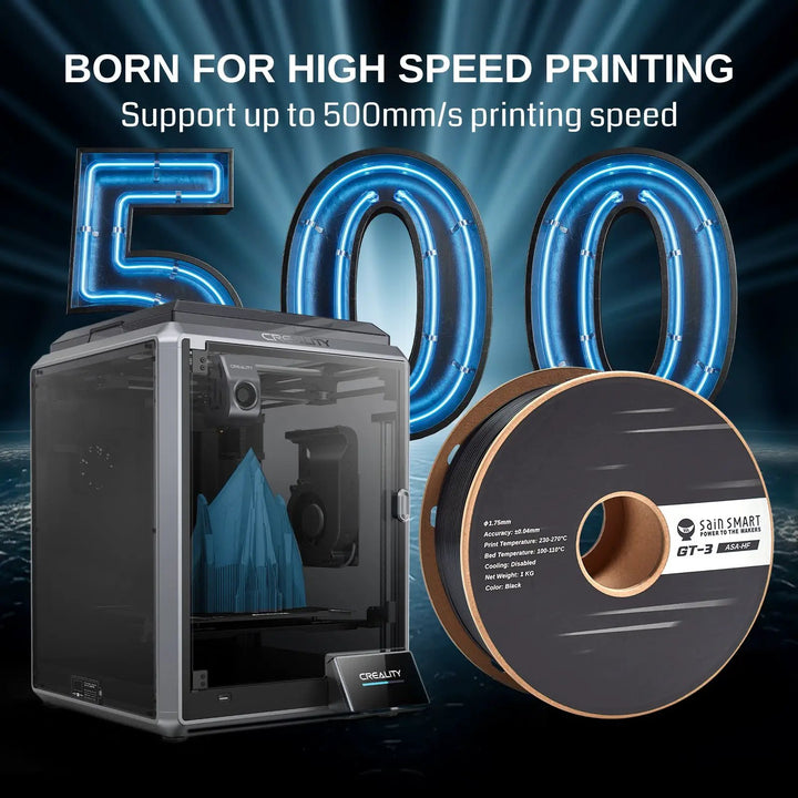 GT-3 High-Speed ASA Filament, 1.75mm Black, UV & Weather Resistant, Fit for Outdoor Functional Parts, 1kg, Accuracy +/- 0.04 mm by SainSmart.com