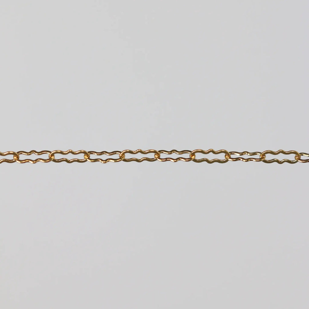 Hannah Permanent Jewelry Chain, Crinkled Paperclip Design and Links, Available in Gold Options and Silver by Sunstone Welders