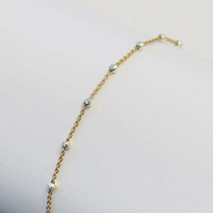 Teresa Permanent Jewelry Chain, Silver Bead Design, Cable Links, Available in Gold Filled with Sterling Silver Beads by Sunstone Welders