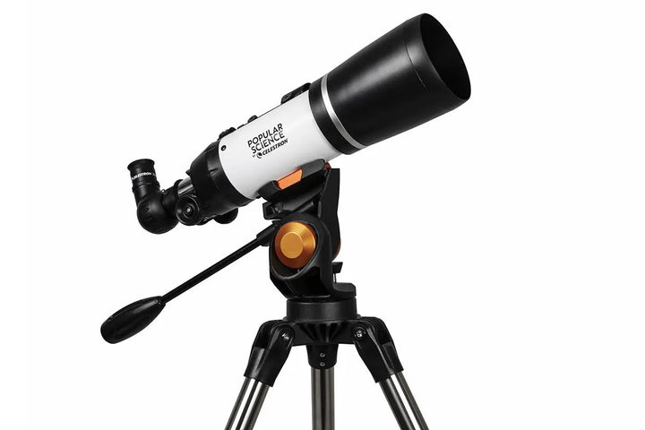 Popular Science by Celestron AstroMaster 80AZS Telescope with Smartphone Adapter and Bluetooth Remote by Celestron