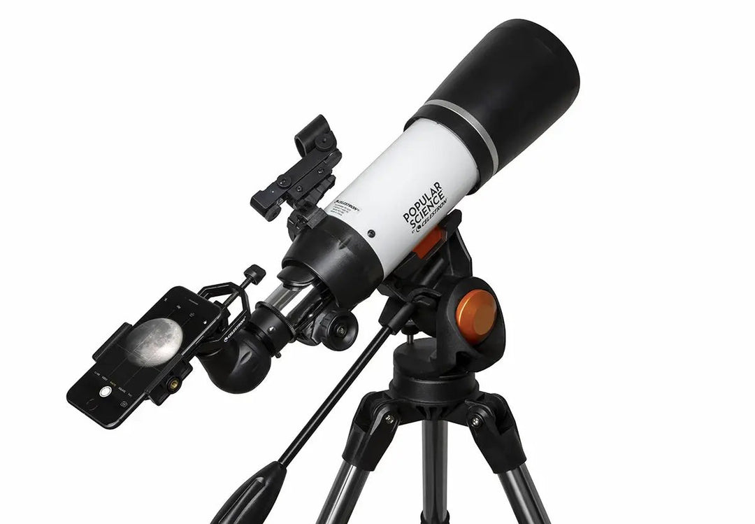 Popular Science by Celestron AstroMaster 80AZS Telescope with Smartphone Adapter and Bluetooth Remote by Celestron