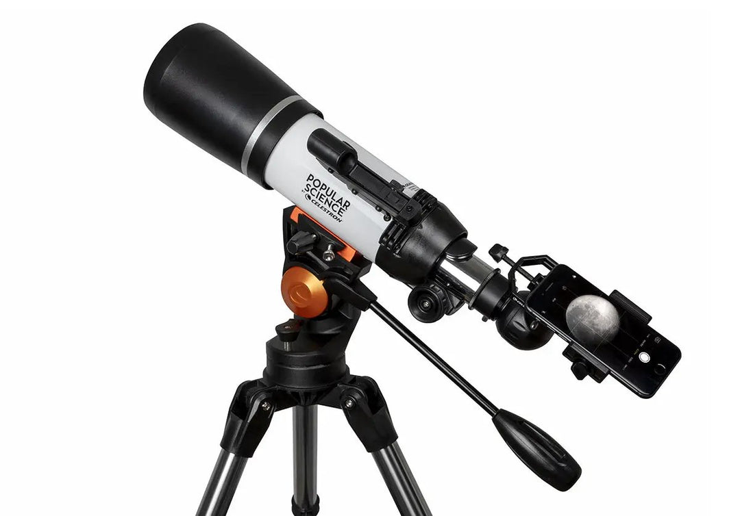 Popular Science by Celestron AstroMaster 80AZS Telescope with Smartphone Adapter and Bluetooth Remote by Celestron