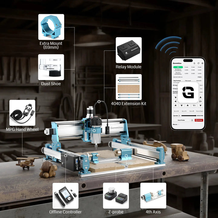 4040-PRO MAX CNC Router Machine with Vectric V-Carve, 710W Trimmer & Linear Rail Driven, Enhanced XZ Axis by SainSmart.com