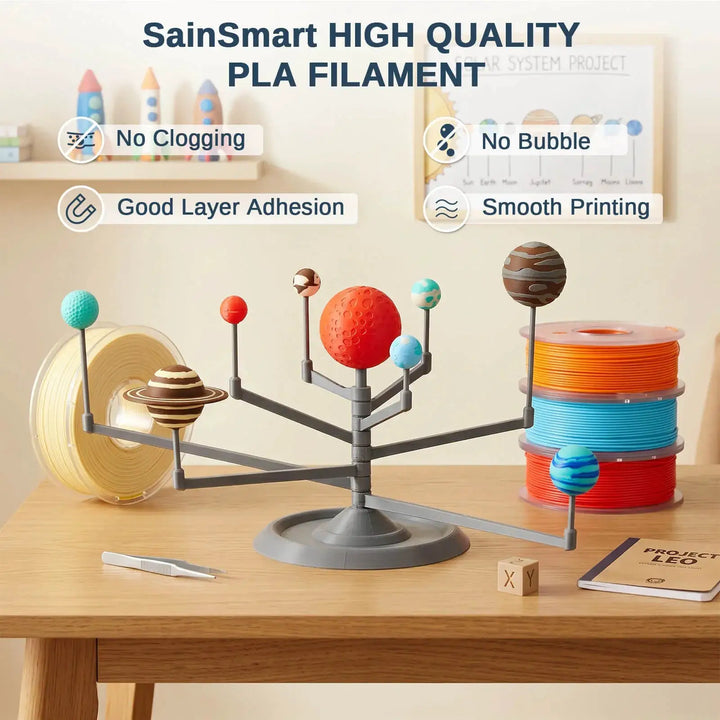 PLA Filament 1.75mm, Planet Explorer 8-Color Mini Spool Bundle, 250g Each, High-Speed PLA, +/-0.02mm Accuracy, Easy-to-Print, Compatible with Most FDM 3D Printers by SainSmart.com