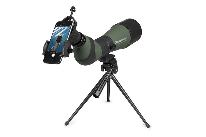 LandScout 20-60x80mm Angled Zoom Spotting Scope with Table-top Tripod and Smartphone Adapter by Celestron