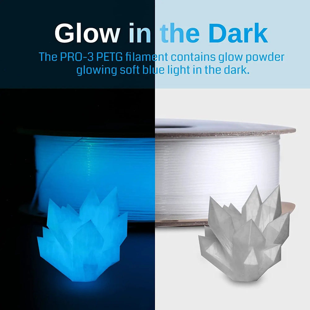 Glow-in-the-dark Blue 1.75mm PRO-3 PETG Filament, 1kg by SainSmart.com