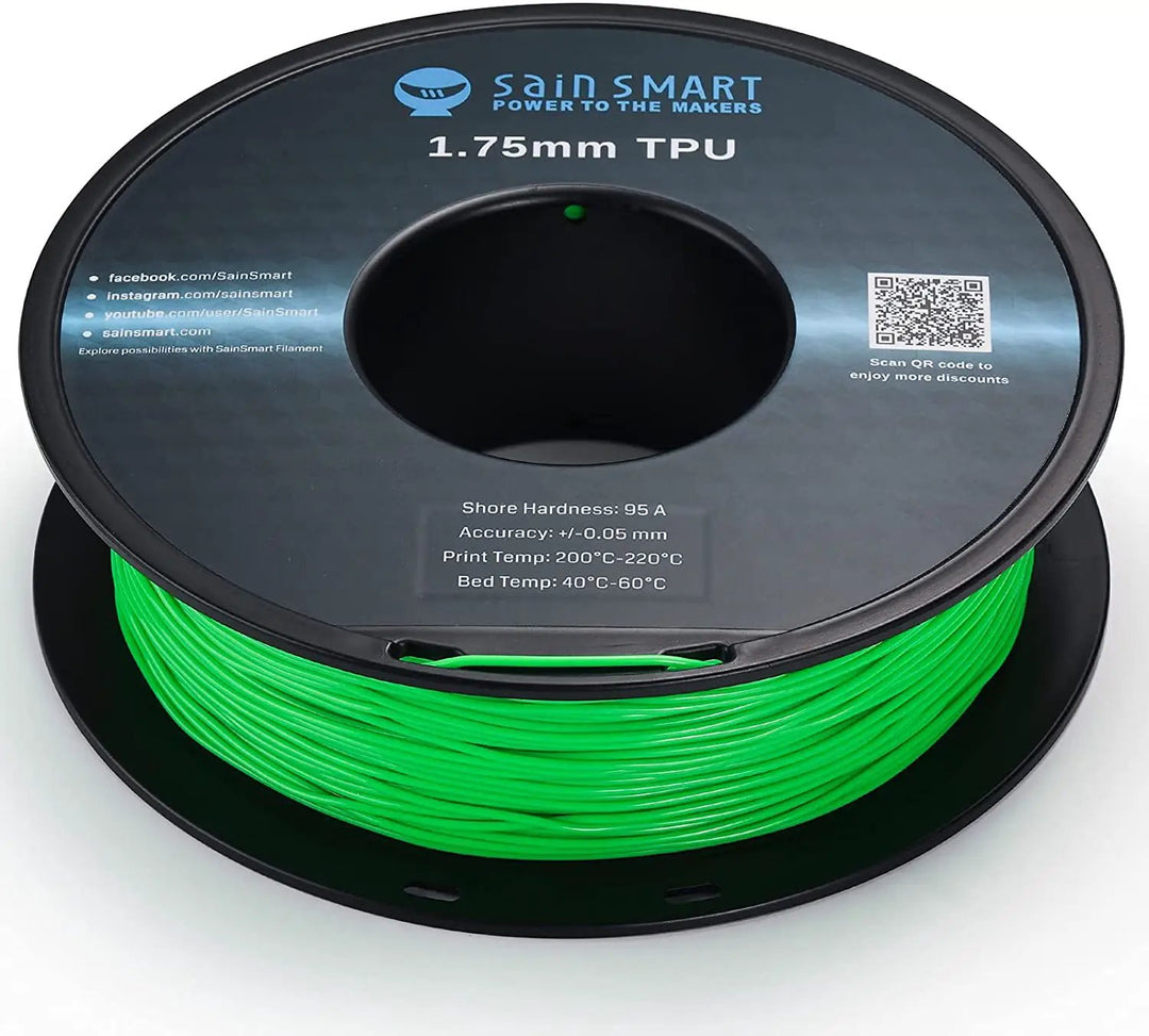 Neon Green, Cyberpunk Color TPU Filament 1.75mm 0.8kg/1.76lb by SainSmart.com