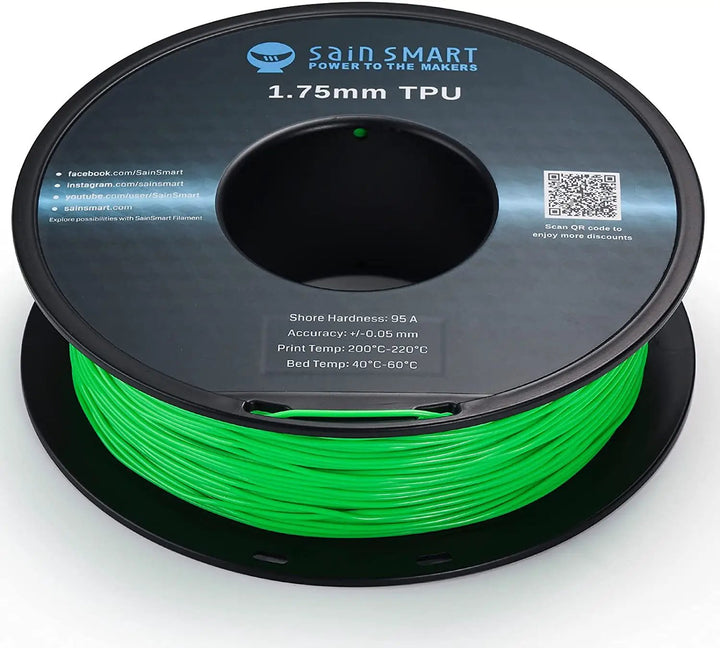 Neon Green, Cyberpunk Color TPU Filament 1.75mm 0.8kg/1.76lb by SainSmart.com