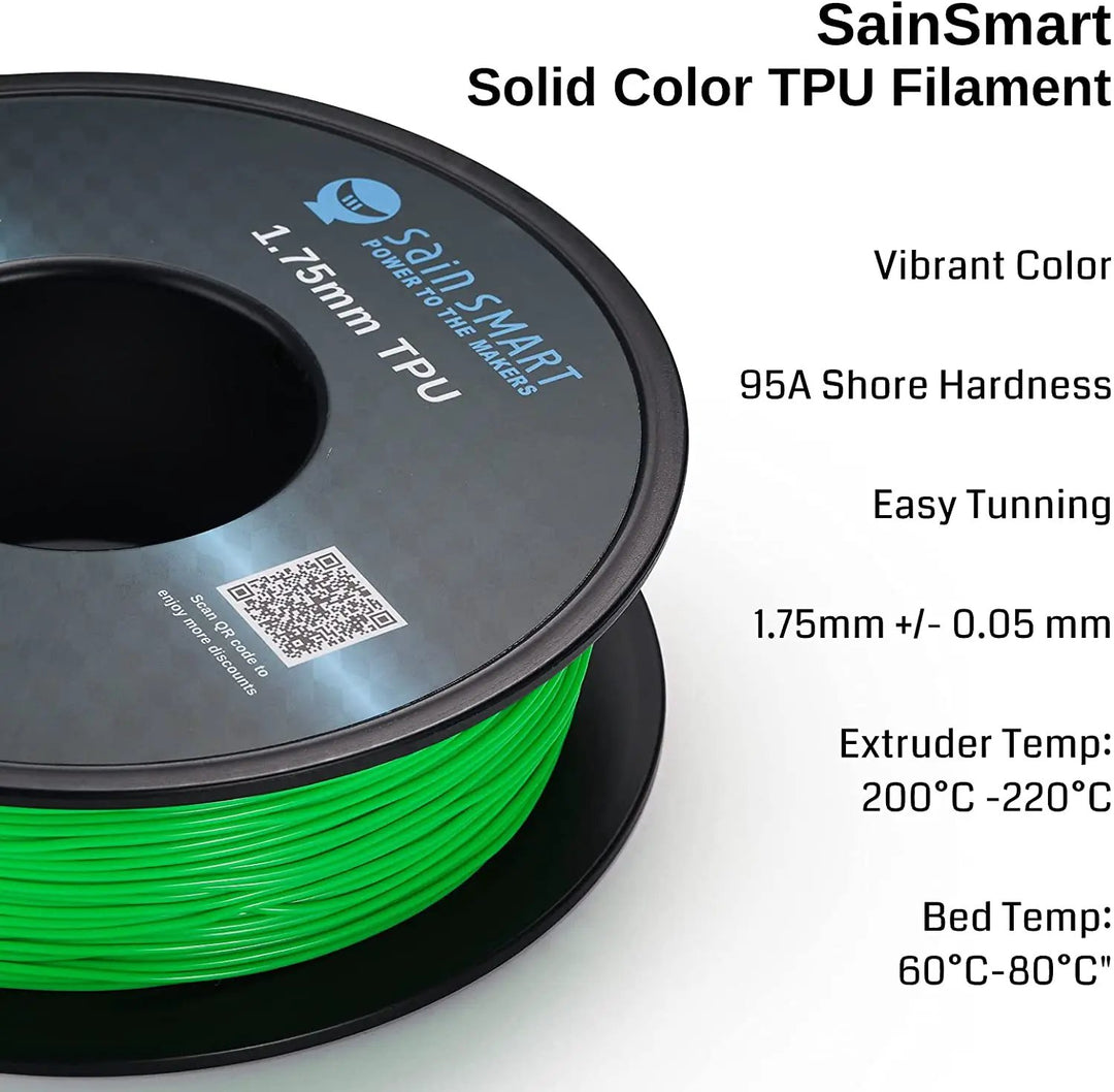 Neon Green, Cyberpunk Color TPU Filament 1.75mm 0.8kg/1.76lb by SainSmart.com