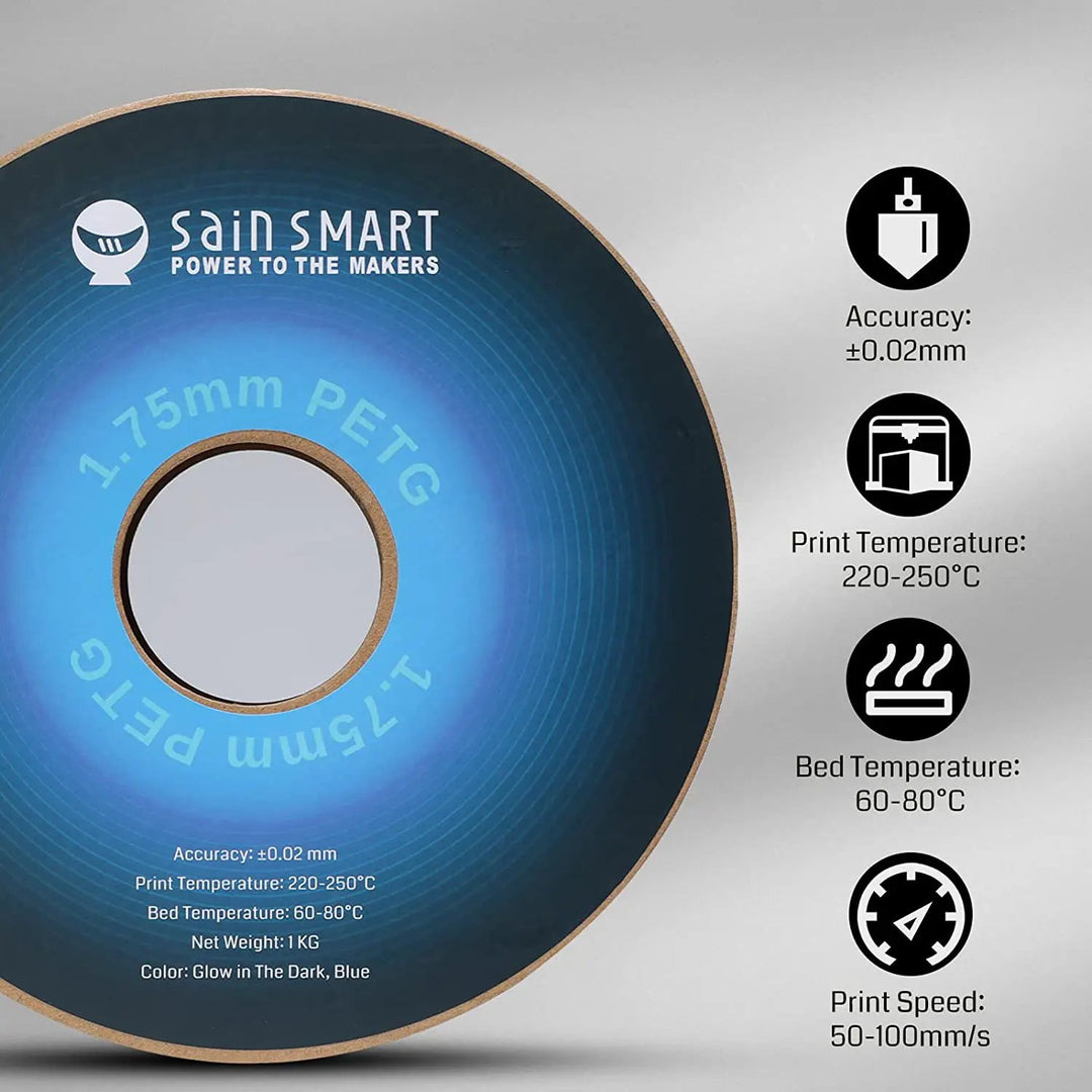Glow-in-the-dark Blue 1.75mm PRO-3 PETG Filament, 1kg by SainSmart.com