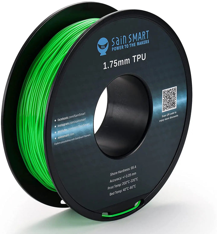Neon Green, Cyberpunk Color TPU Filament 1.75mm 0.8kg/1.76lb by SainSmart.com
