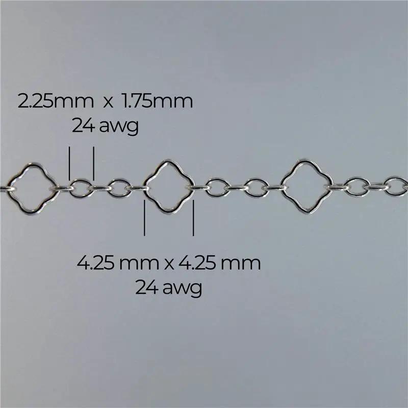 Alessia Permanent Jewelry Chain, Clover Design, Oval Links, Available in Gold Filled and Silver by Sunstone Welders