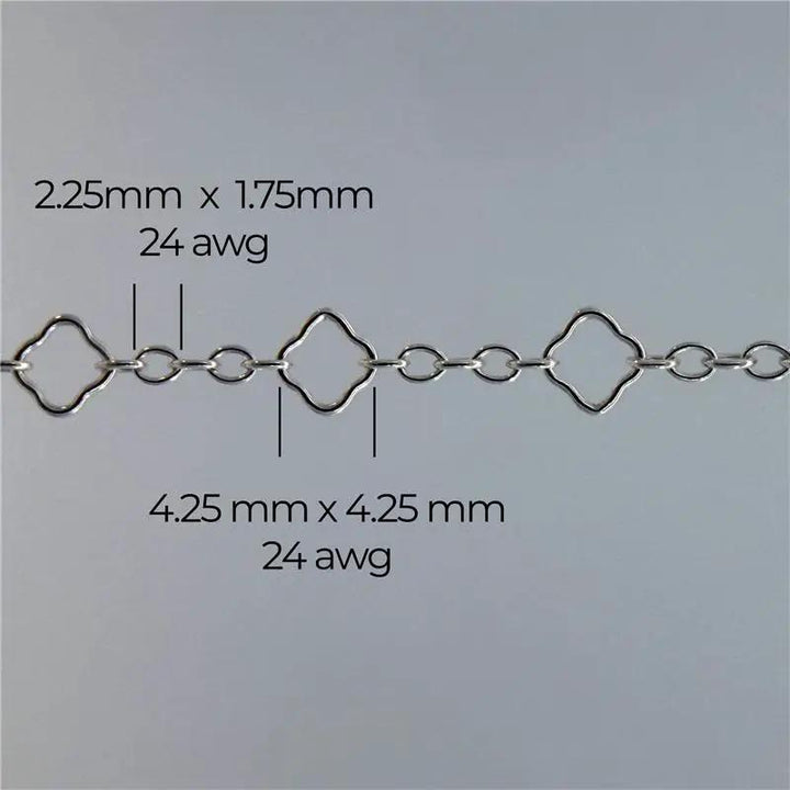 Alessia Permanent Jewelry Chain, Clover Design, Oval Links, Available in Gold Filled and Silver by Sunstone Welders