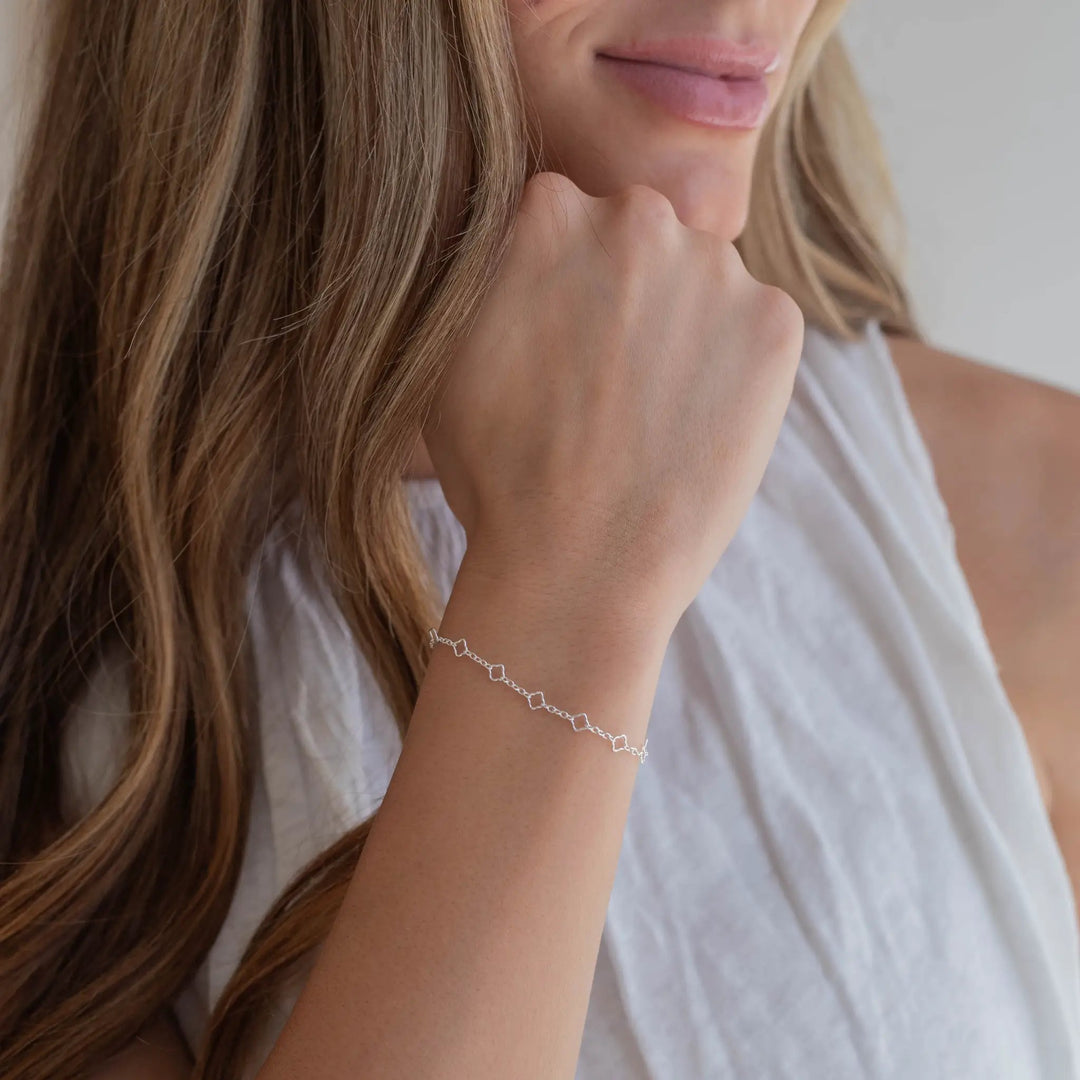 Alessia Permanent Jewelry Chain, Clover Design, Oval Links, Available in Gold Filled and Silver by Sunstone Welders
