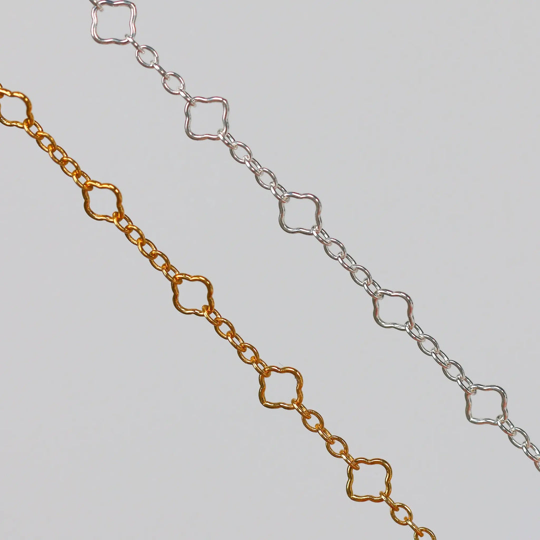 Alessia Permanent Jewelry Chain, Clover Design, Oval Links, Available in Gold Filled and Silver by Sunstone Welders