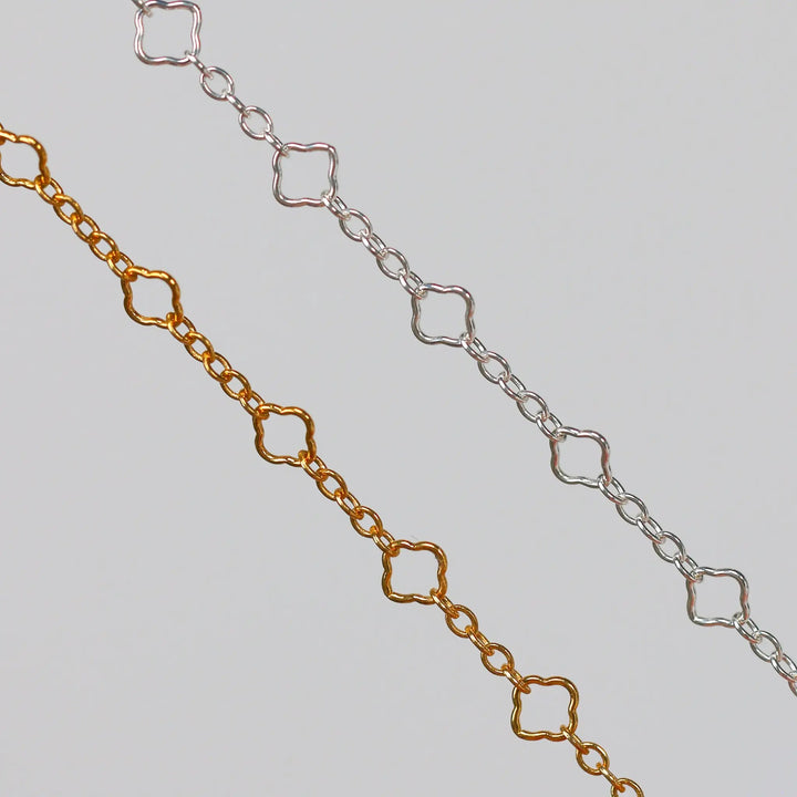 Alessia Permanent Jewelry Chain, Clover Design, Oval Links, Available in Gold Filled and Silver by Sunstone Welders