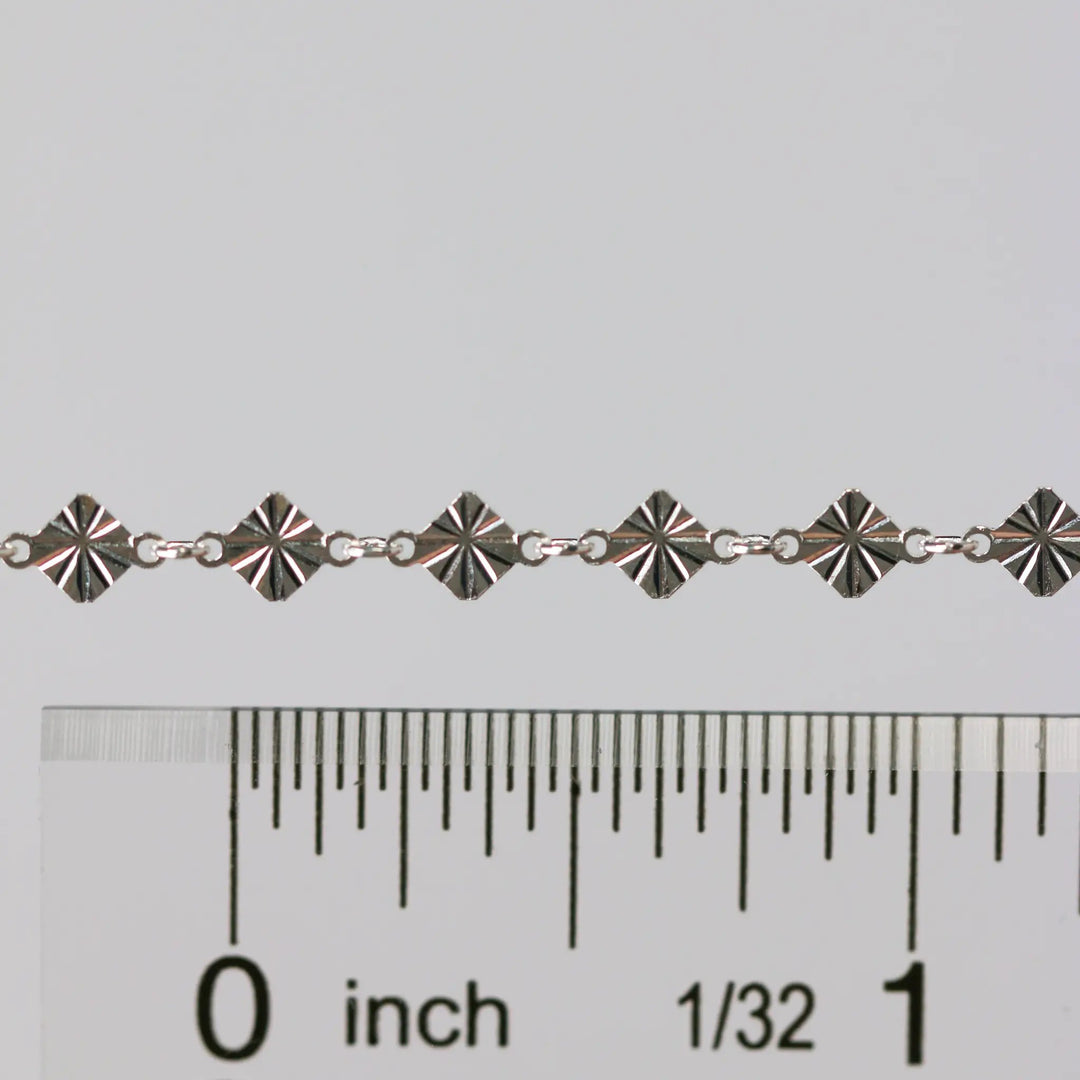 Antonella Permanent Jewelry Chain, Diamond Disc Design, Rolo Links, Available in Sterling Silver by Sunstone Welders