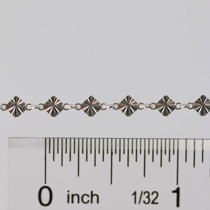 Antonella Permanent Jewelry Chain, Diamond Disc Design, Rolo Links, Available in Sterling Silver by Sunstone Welders
