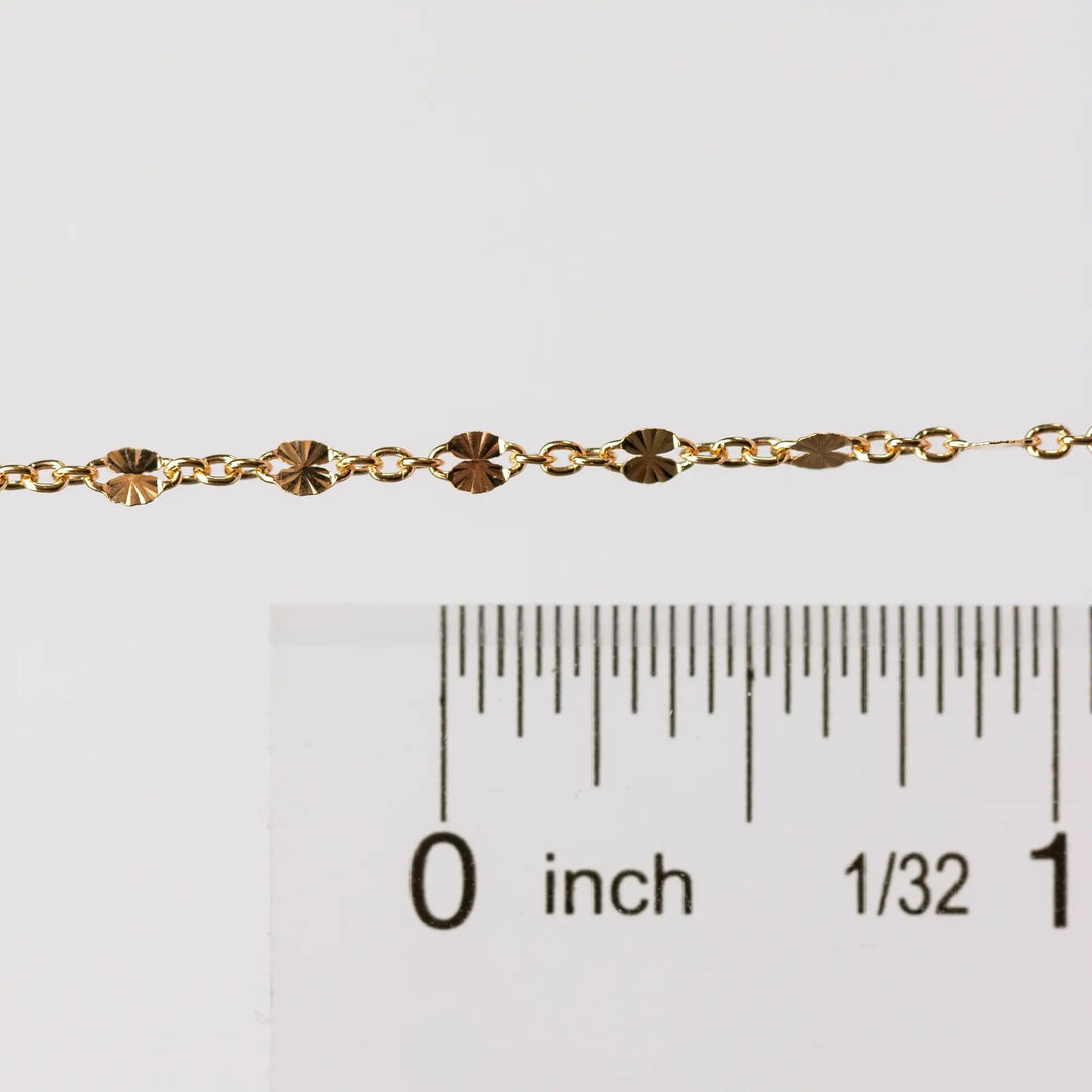 Brielle Permanent Jewelry Chain, Starburst Design, Figaro Chain, Available in Gold Options and Sterling Silver by Sunstone Welders