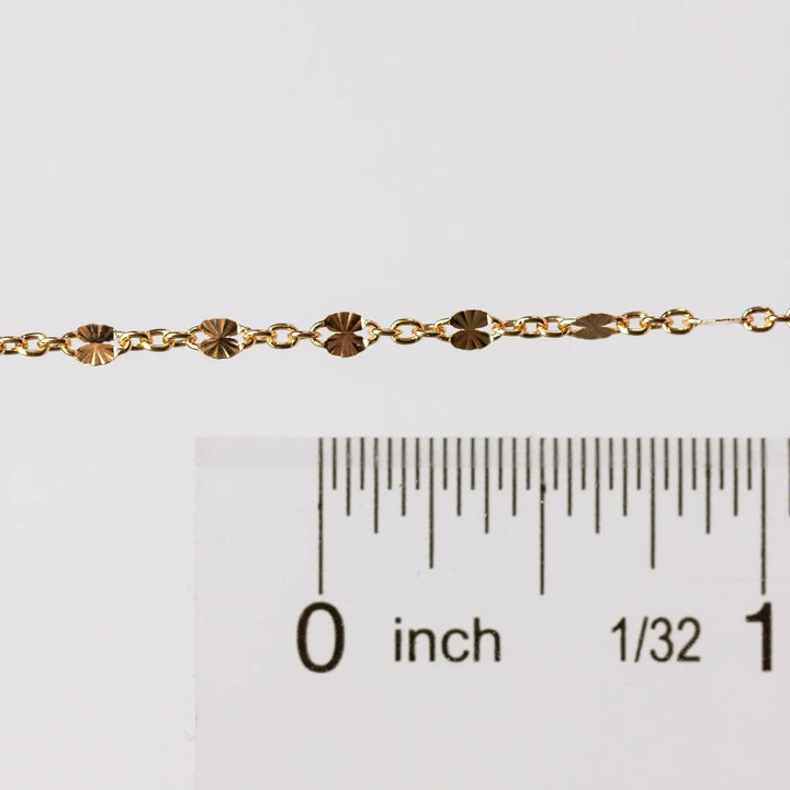Brielle Permanent Jewelry Chain, Starburst Design, Figaro Chain, Available in Gold Options and Sterling Silver by Sunstone Welders