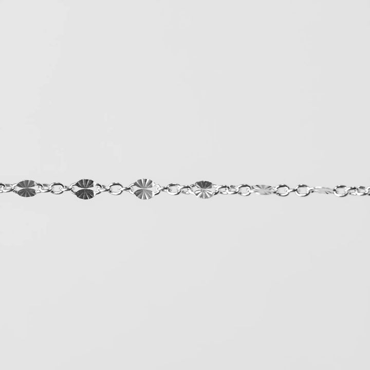 Brielle Permanent Jewelry Chain, Starburst Design, Figaro Chain, Available in Gold Options and Sterling Silver by Sunstone Welders