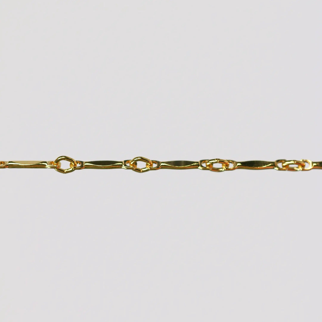 Brittany Permanent Jewelry Chain, Dapped Bar Design, Bar with Small Links, Available in Gold Filled and Silver by Sunstone Welders