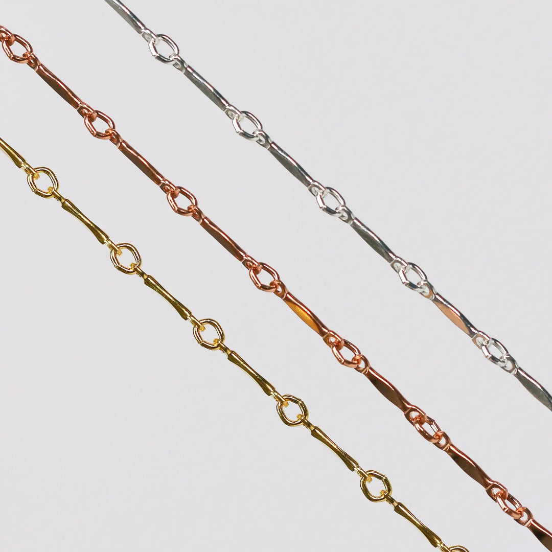 Brittany Permanent Jewelry Chain, Dapped Bar Design, Bar with Small Links, Available in Gold Filled and Silver by Sunstone Welders
