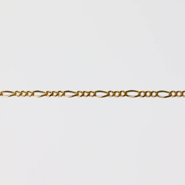 Charlie Permanent Jewelry Chain, Figaro Design, Lie Flat Links, Available in Gold Options and Sterling Silver by Sunstone Welders