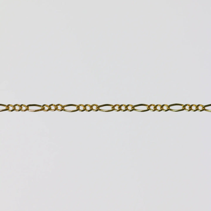 Charlie Permanent Jewelry Chain, Figaro Design, Lie Flat Links, Available in Gold Options and Sterling Silver by Sunstone Welders