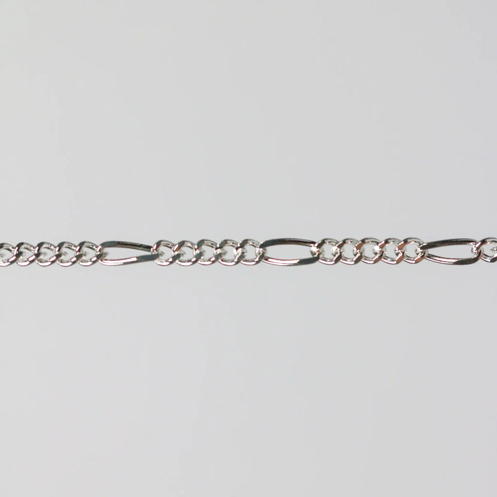 Charlie Permanent Jewelry Chain, Figaro Design, Lie Flat Links, Available in Gold Options and Sterling Silver by Sunstone Welders