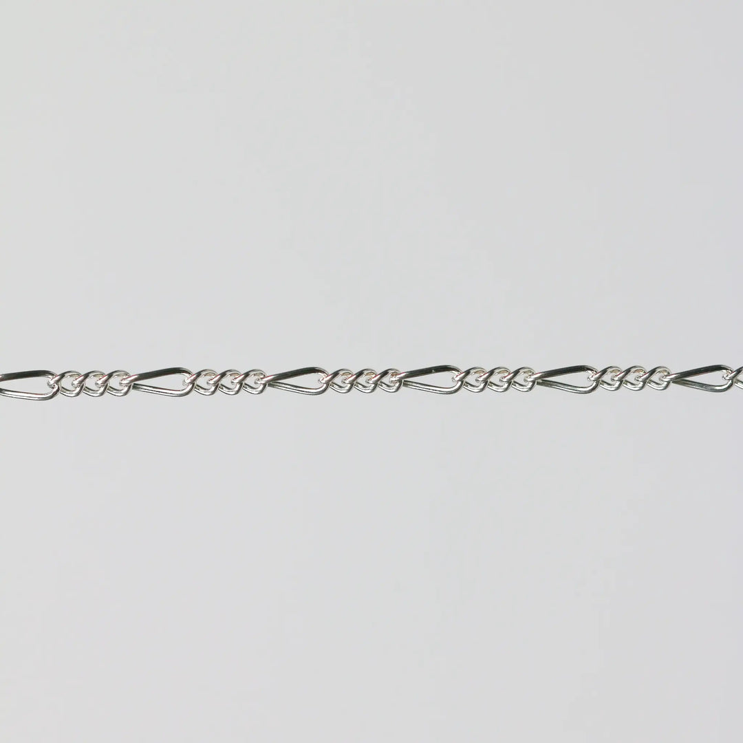 Charlie Permanent Jewelry Chain, Figaro Design, Lie Flat Links, Available in Gold Options and Sterling Silver by Sunstone Welders