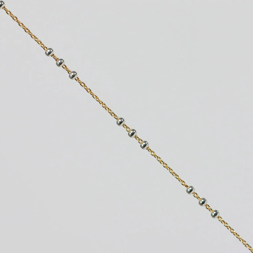 Chelsea Permanent Jewelry Chain, Cable Satellite Design with 2mm Silver Beads, Available in Yellow Gold-Filled by Sunstone Welders